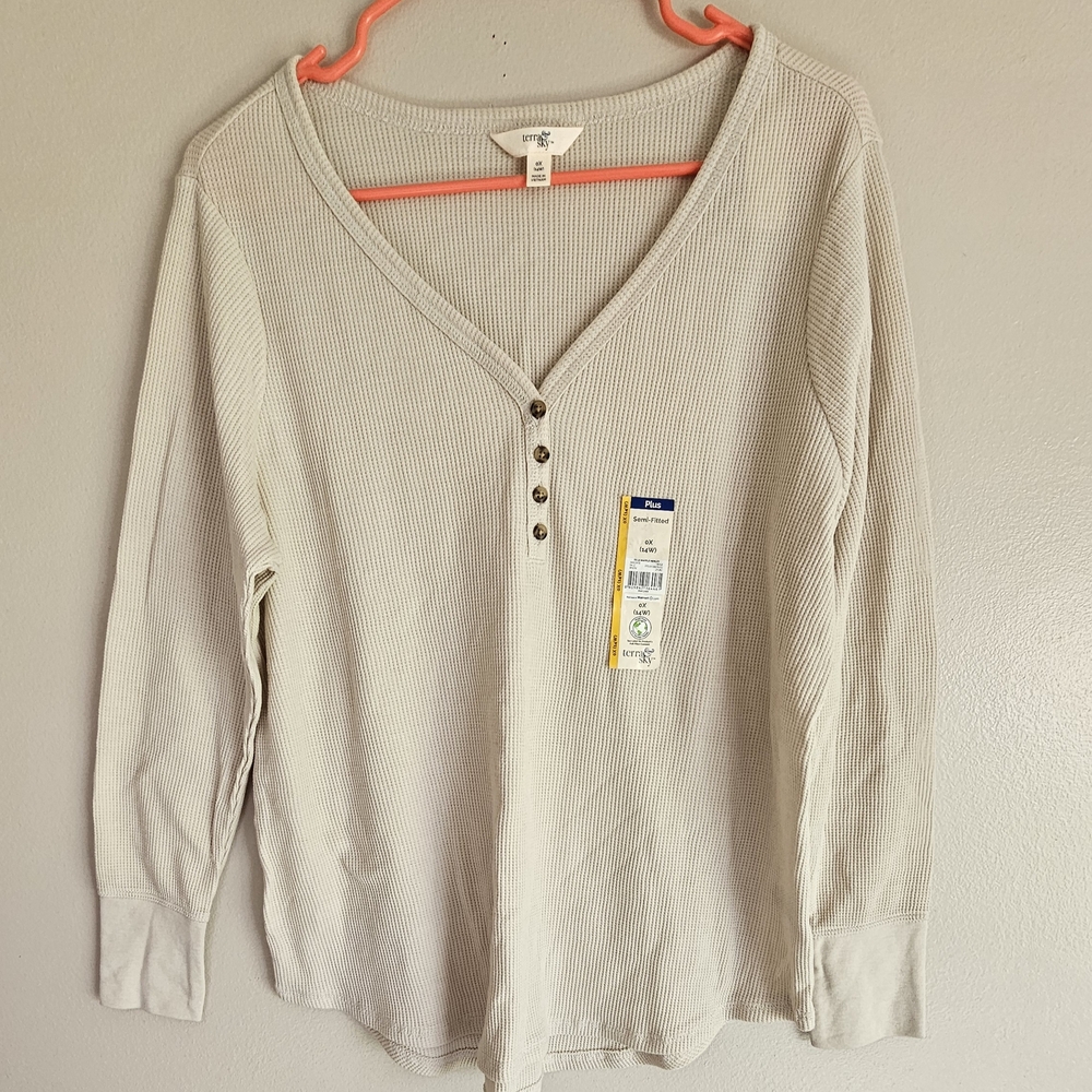 Terra & Sky Beige 3/4 Sleeve Henley